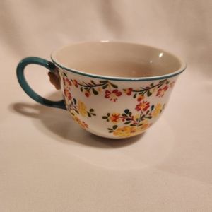 Anthropologie Cadiz Floral Mug with Teal Handle